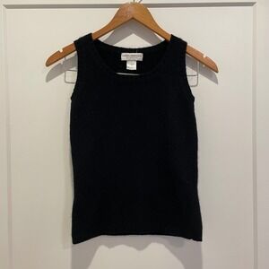 Gruppo Americano Angora Lambswool Knit Shell Tank Top Black Petite P Small